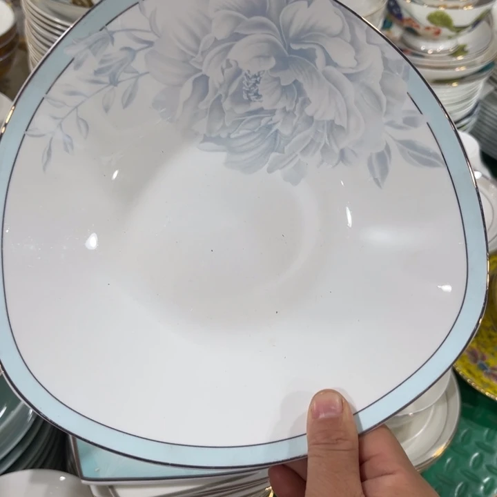 瓷片月光八寸深盘深盘两个微瑕