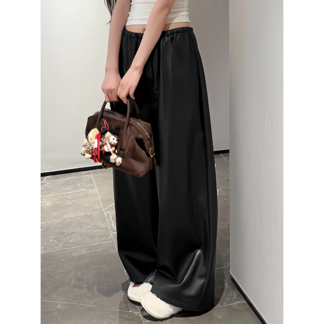 【雯雯自制-摩登街头】皮裤女秋冬季新款休闲裤女士简约W141002