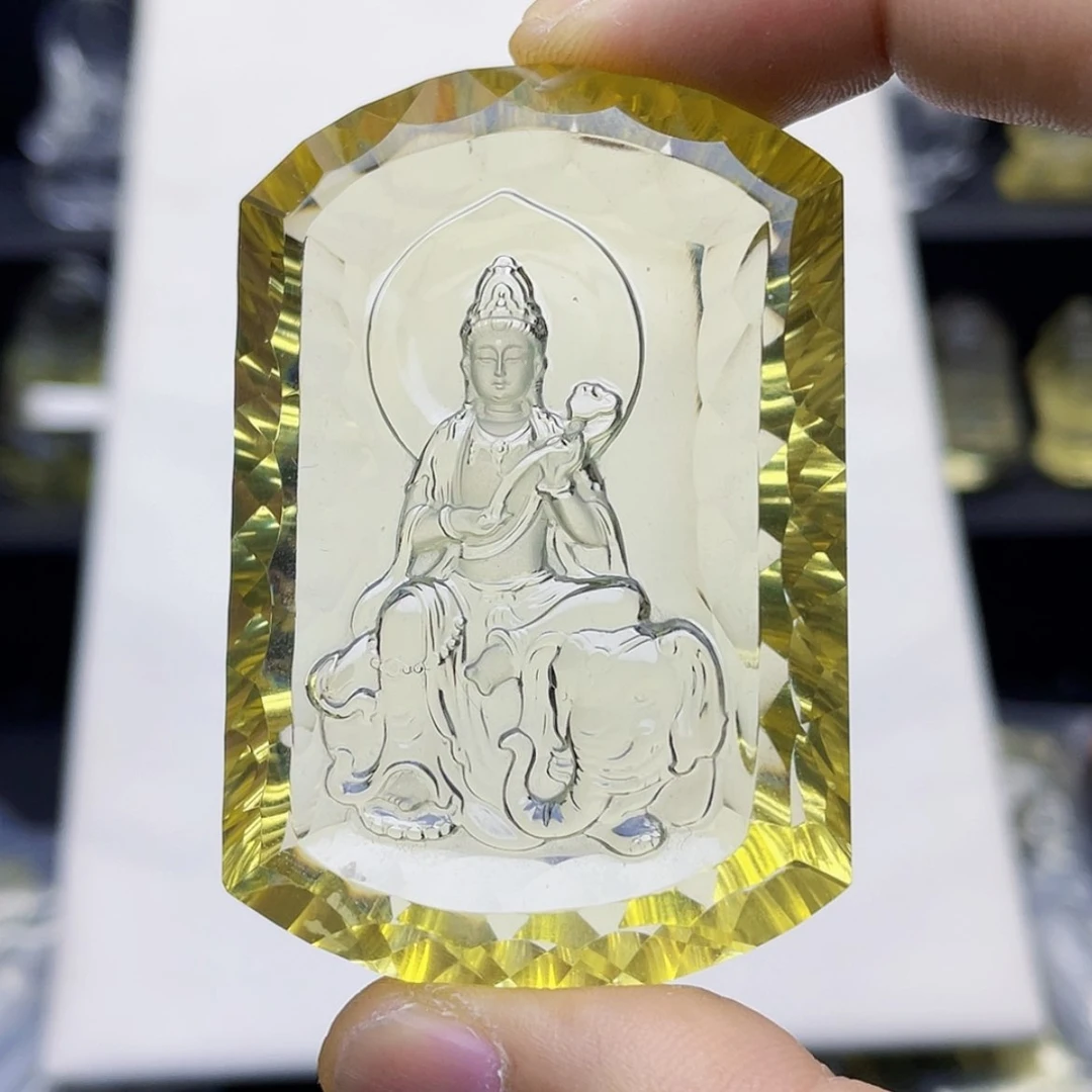 【闪购商品】水晶颈饰未镶嵌发*蝶黄水晶千禧面普贤菩萨