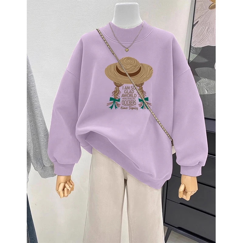 半高领套头卫衣女设计感小众宽松休闲百搭洋气上衣加绒加厚秋冬季