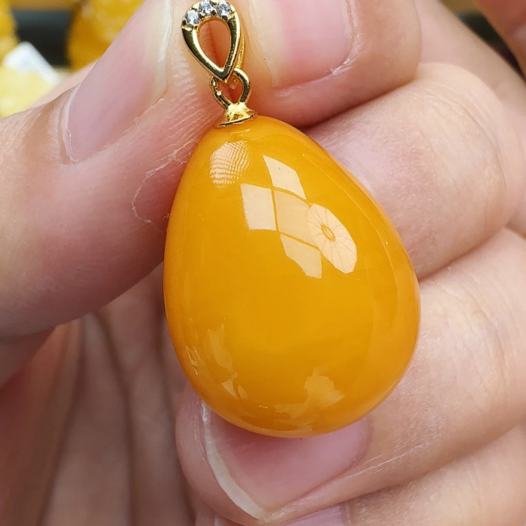 蜜蜡颈饰银S925镶嵌天然保真假一赔十