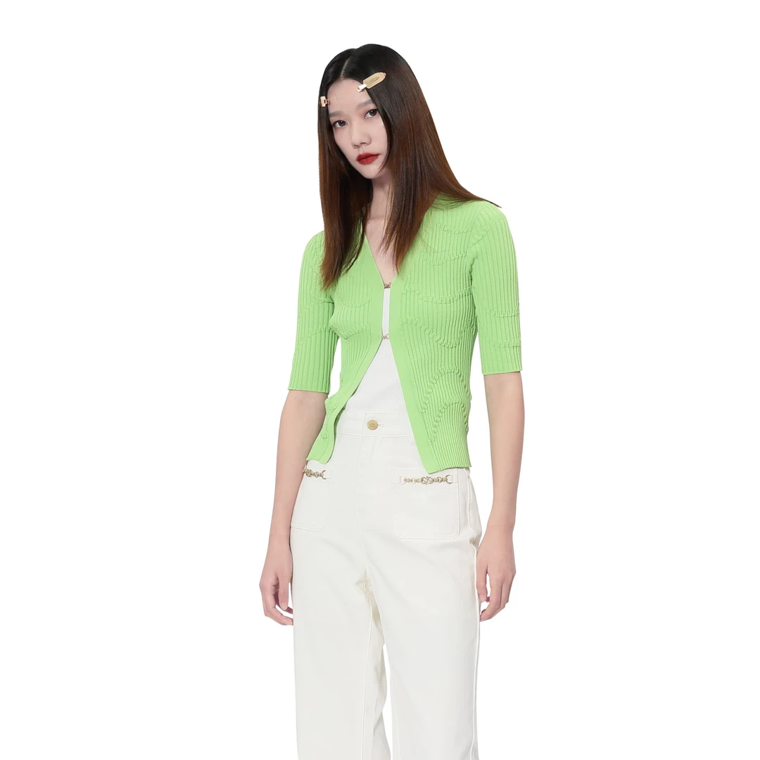 DNCYV领提花针织开衫外套轻熟风内搭上衣女春夏季DA42106193