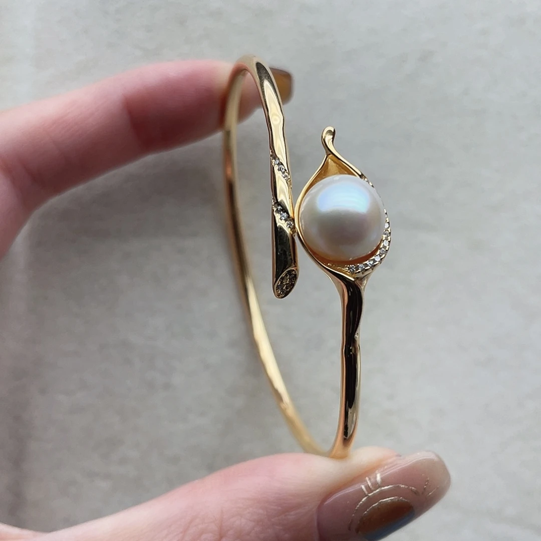 海水珍珠手镯115银S925镶嵌