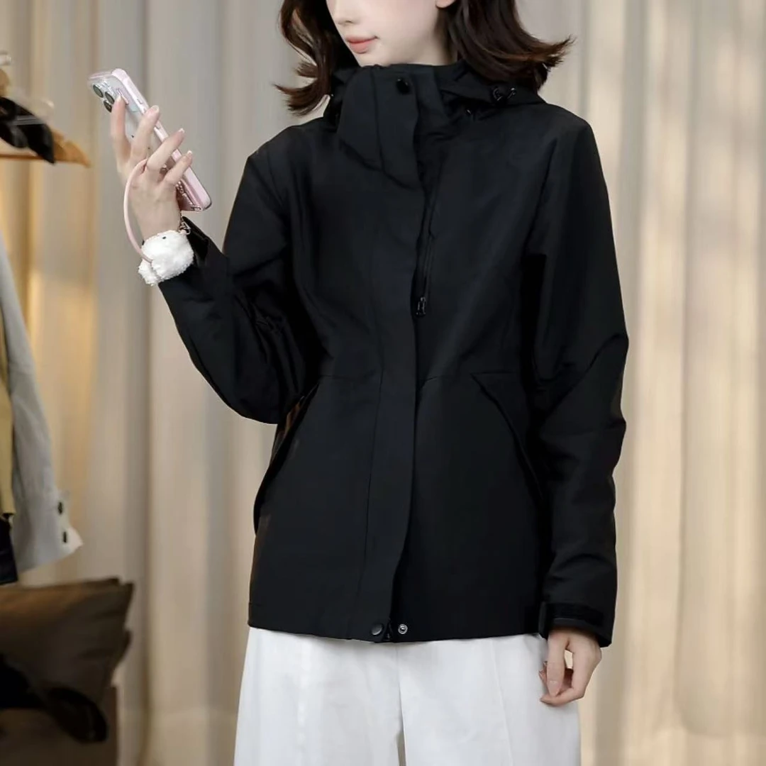 【阿凯自制】 8386  休闲高领可拆卸帽子拉链冲锋衣 （衣长64）