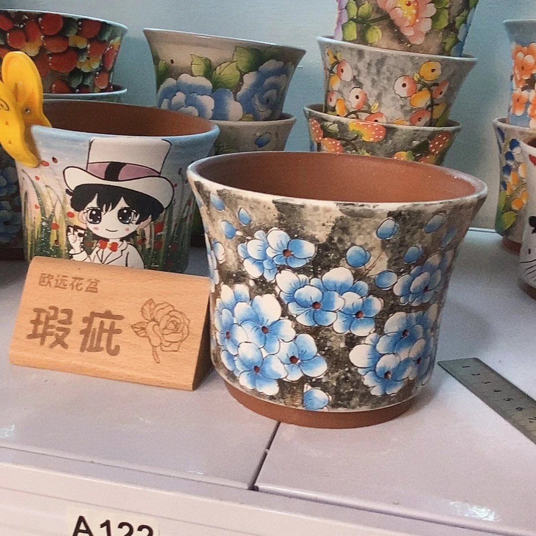 花盆紫砂红陶手绘花盆
