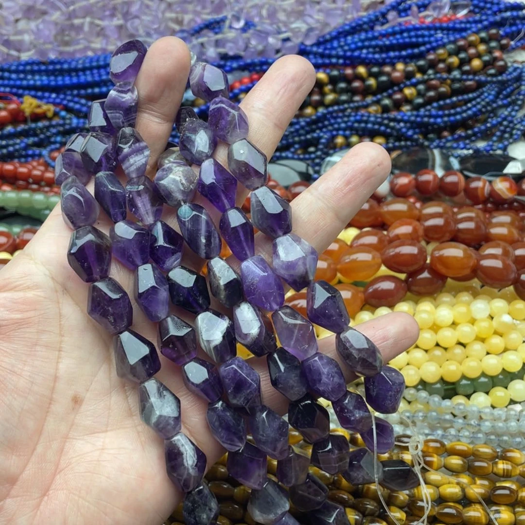 玛瑙/玉髓珠宝半成品未镶嵌一条装13mm左右紫水钻切