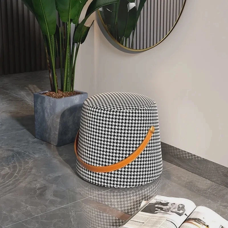【福利勿中差评】现代床北欧千鸟格水桶凳手提家用成人换鞋凳布艺