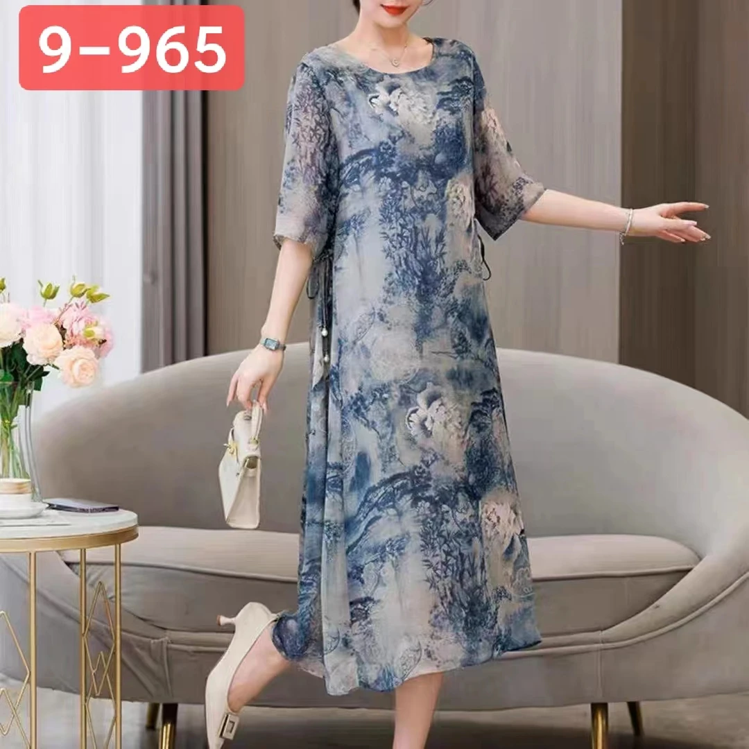 9-965-22新款圆领印花连衣裙