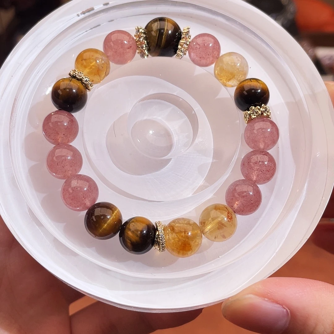 烟晶未镶嵌手链草莓晶虎眼设计款10咪