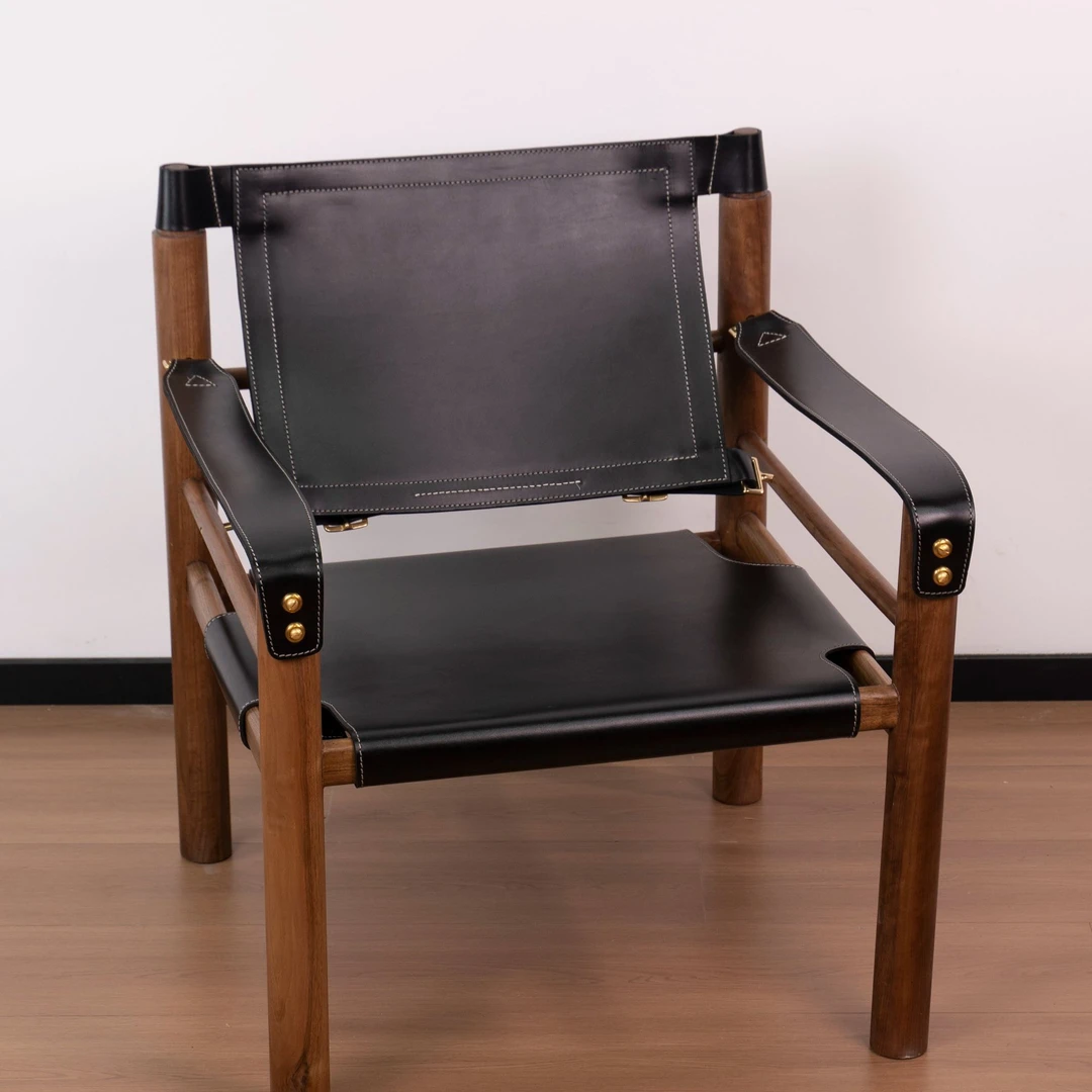 【手工大师】北美白蜡木游猎椅意大利进口头层牛皮复古休闲椅