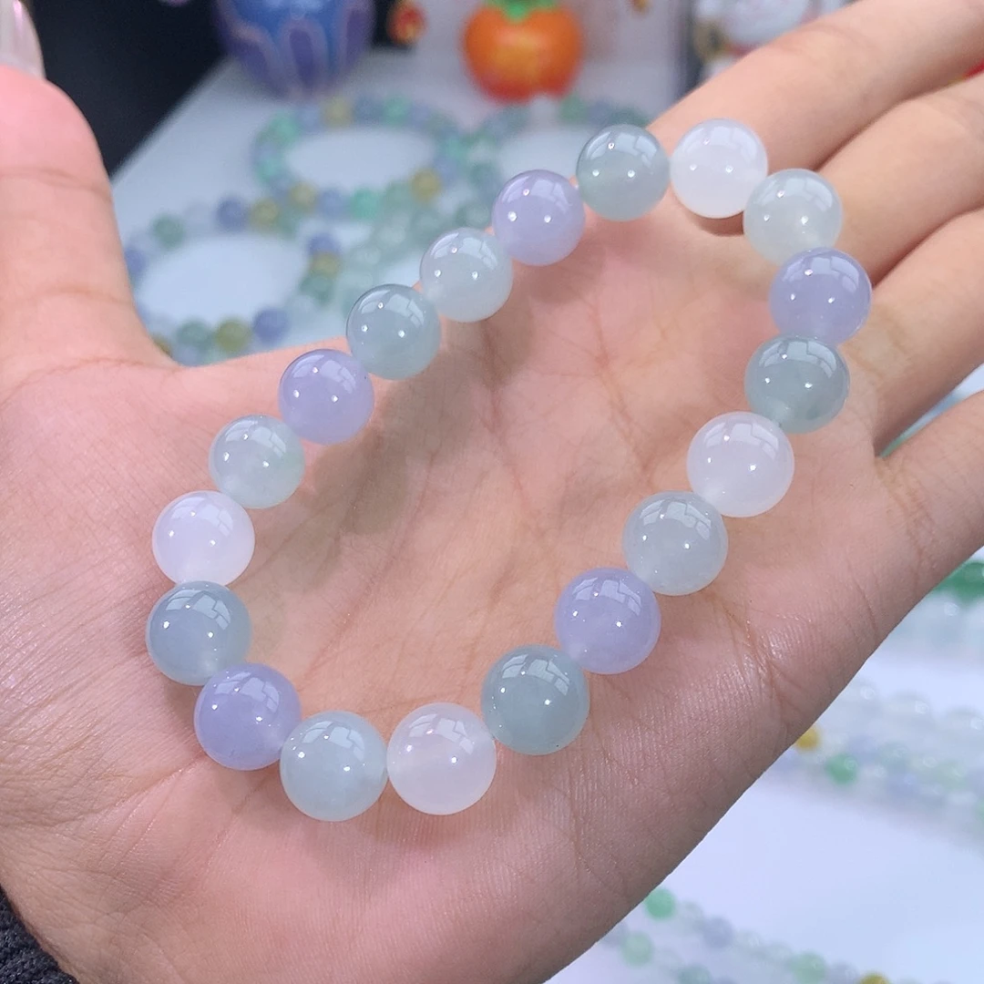 翡翠未镶嵌手链47号 清爽马卡龙手串