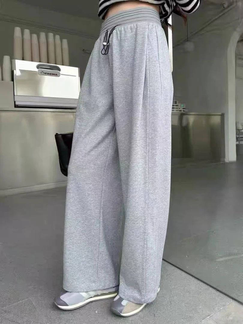 10177【大wang订单】休闲风纯色直筒裤休闲裤阔腿裤长裤老钱风