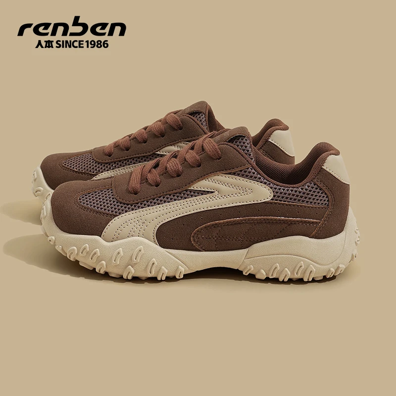 人本官方旗舰店运动休闲鞋秋季2025透气时尚潮鞋潮流百搭女鞋女款