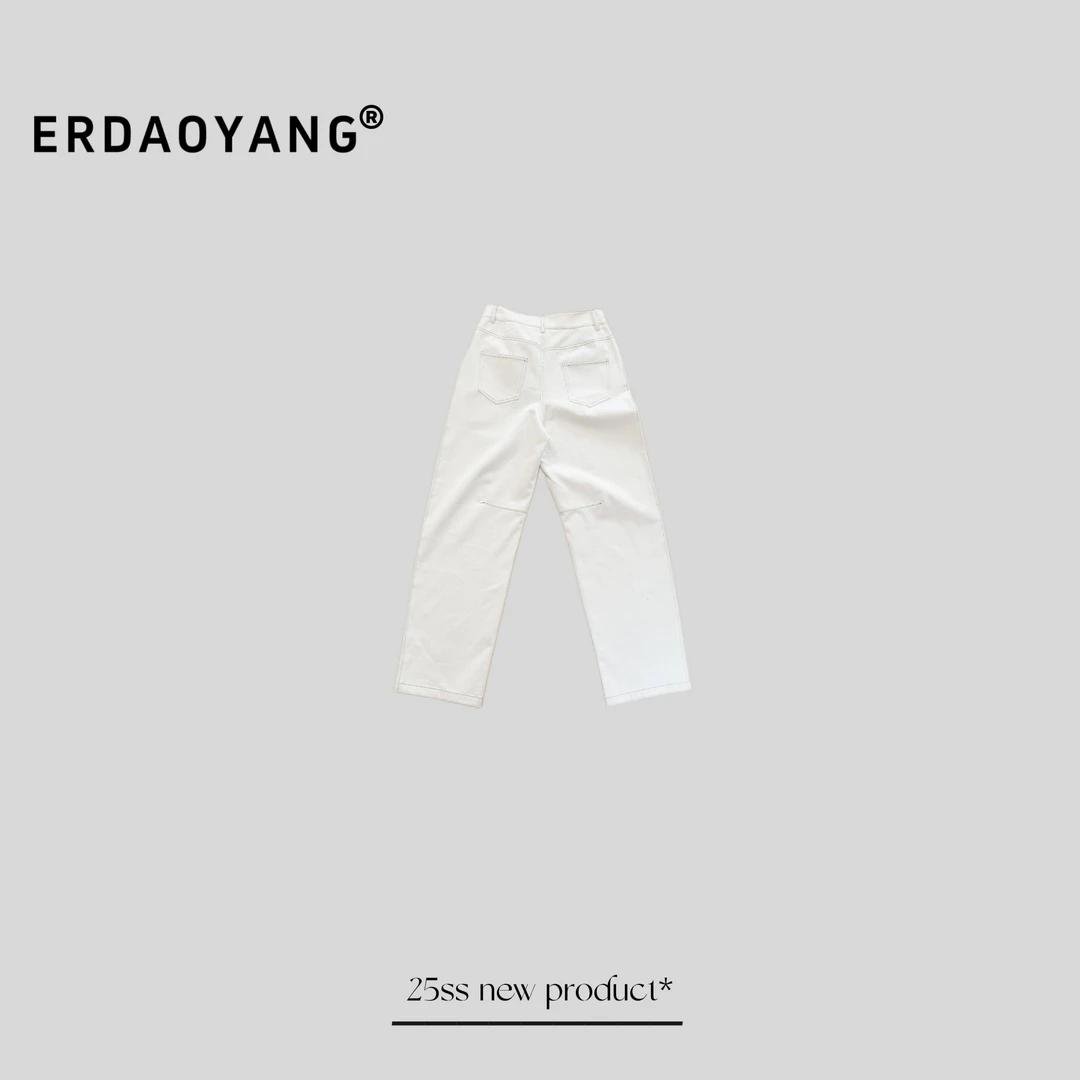 ERDAOYANG "伪麻" 早春新款简约百搭弯刀牛仔裤KZ5002