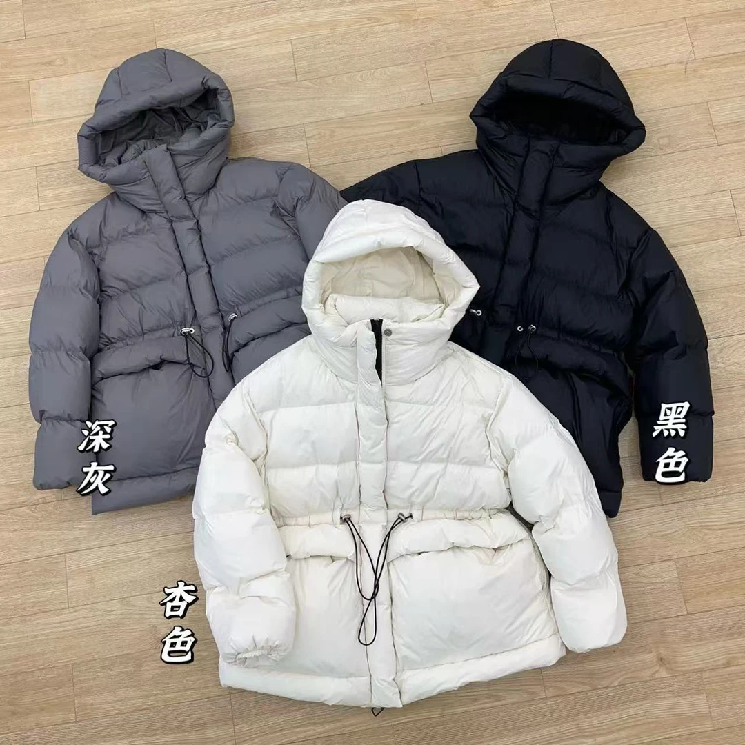 韩版休闲百搭抽绳设计连帽羽绒服 6341