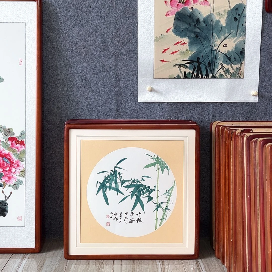 国画书画作品带框63×63