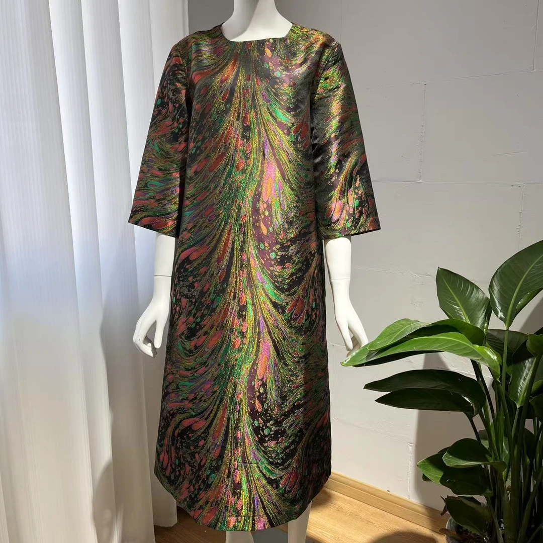 优雅气质中袖复古连衣裙8100