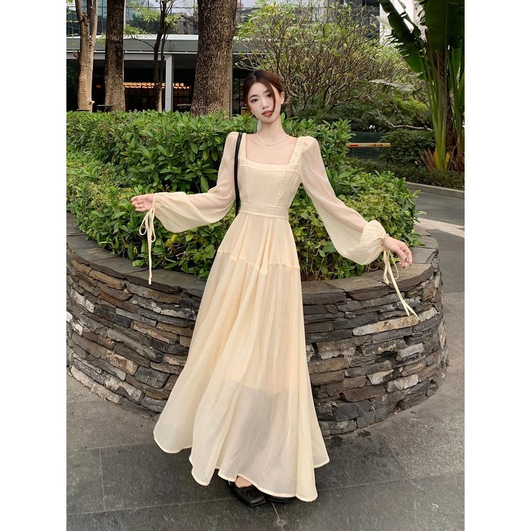 大码女装法式森系超仙显瘦收腰连衣裙胖MM公主裙温柔风长裙
