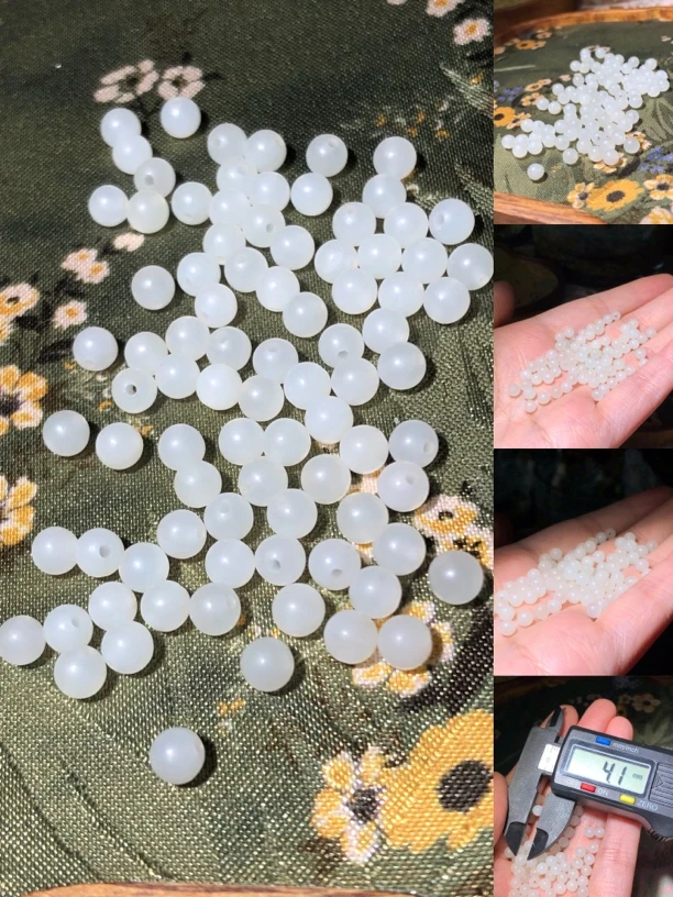 新疆和田玉白玉珠子4mm圆珠配珠散珠DIY百搭白润款