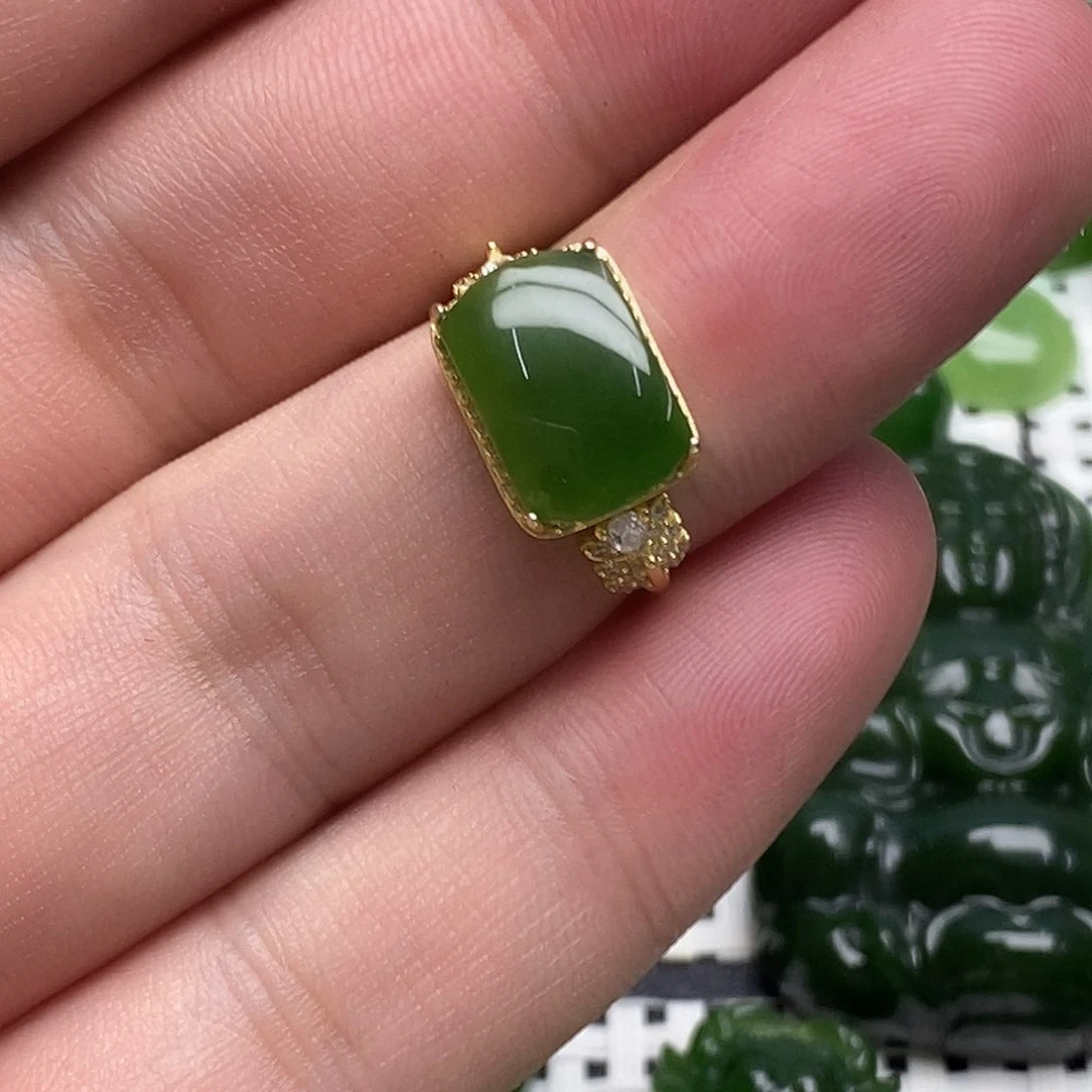 和田玉（碧玉）戒指银S925镶嵌