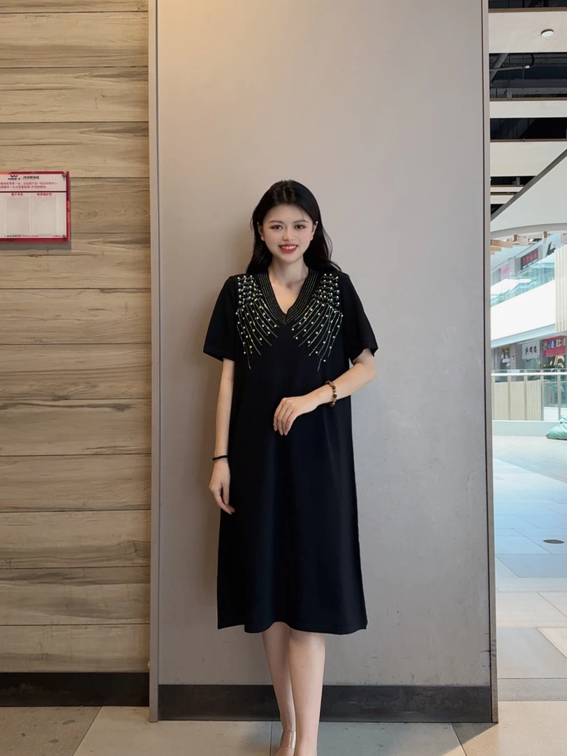 38 DD夏季时尚新款洋气百搭气质修身套头显瘦大码连衣裙