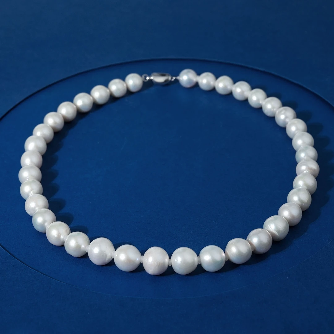 12-13mm素影 银925淡水珍珠项链45cm