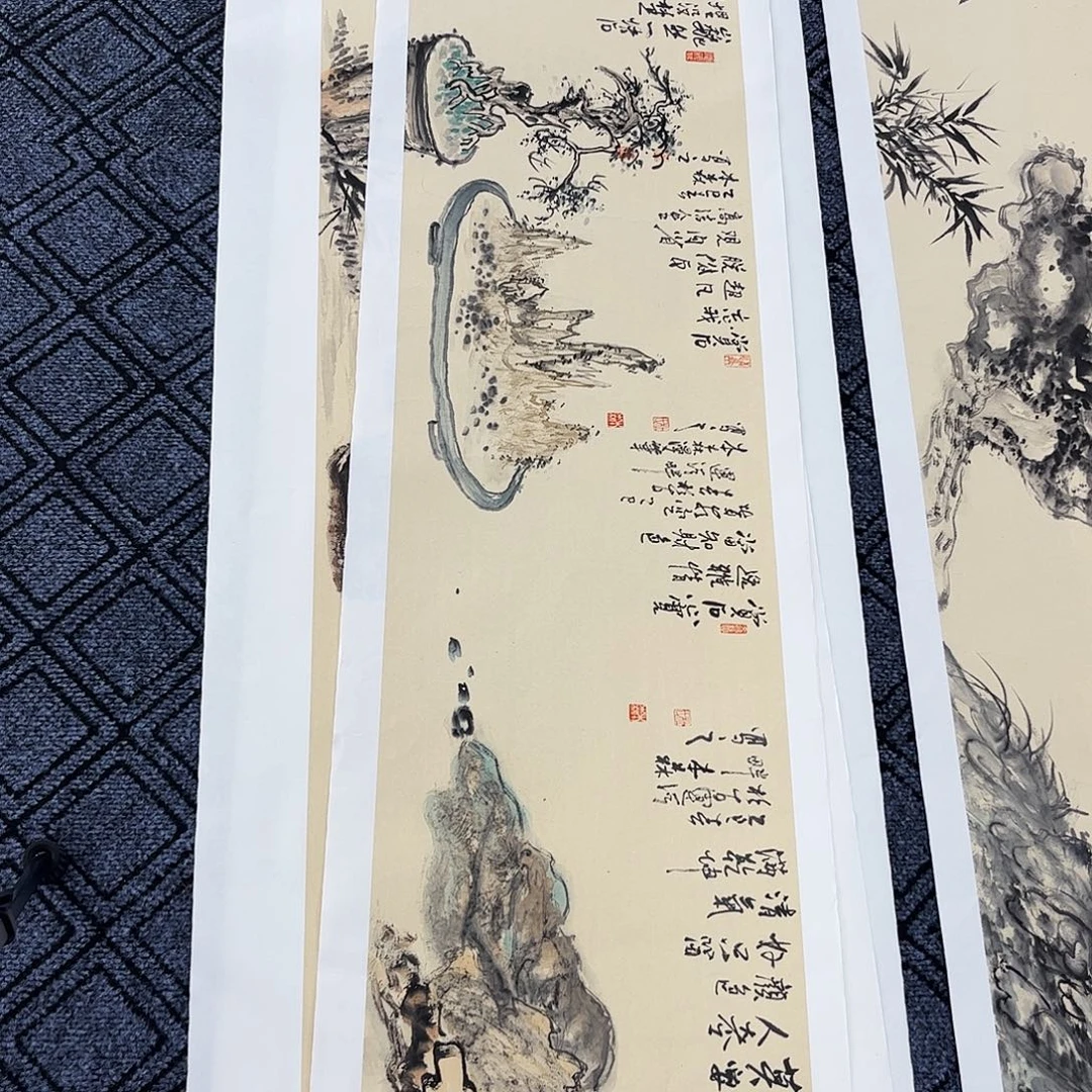 聚***人国画杜宝民老师六尺对开花鸟奇