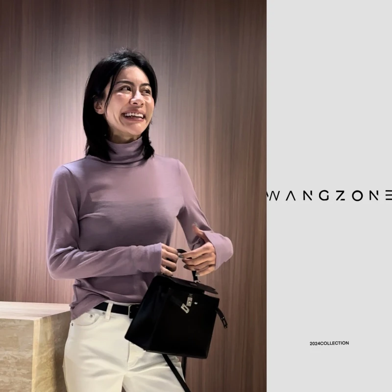 WANG ZONE | 新款定制定染一体式高领雾霾紫羊毛针织衫