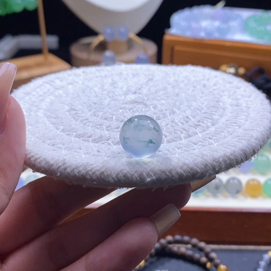 翡翠未镶嵌颈饰高冰蓝飘花珠卡13.2