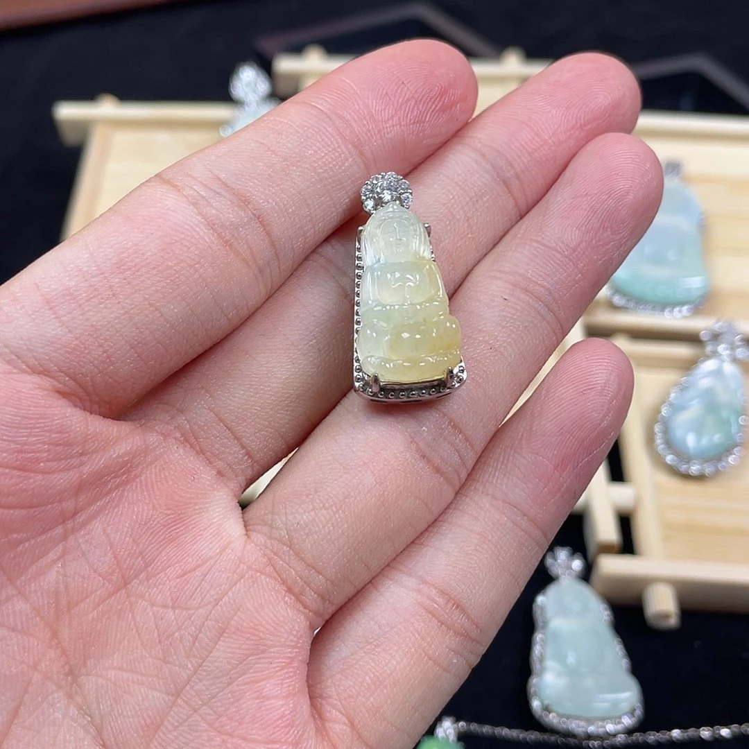 翡翠银S925镶嵌吊坠(不含链)