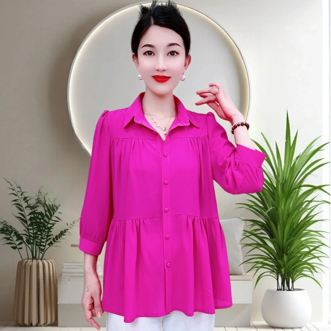 衬衫女爆款2025年新款洋气女装气质衬衣夏季薄款休闲上衣减龄小衫