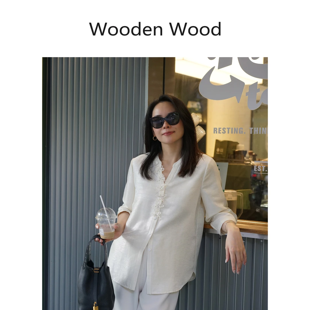 Wooden Wood“栀子花开”重工提花刺绣小众设计衬衫气质高级S23409