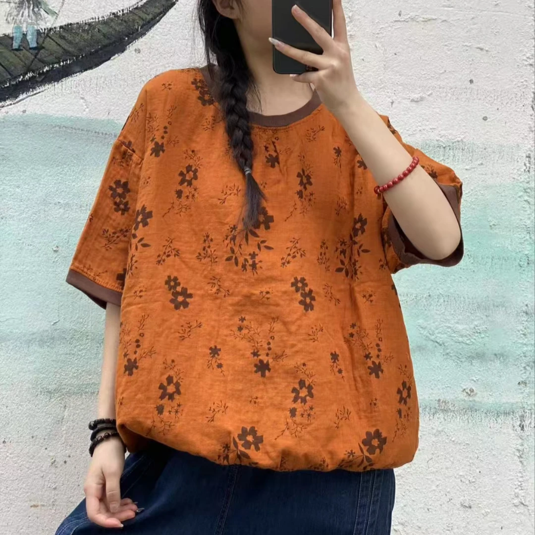 7751新款夏季宽松显瘦优雅气质T恤小衫QZ