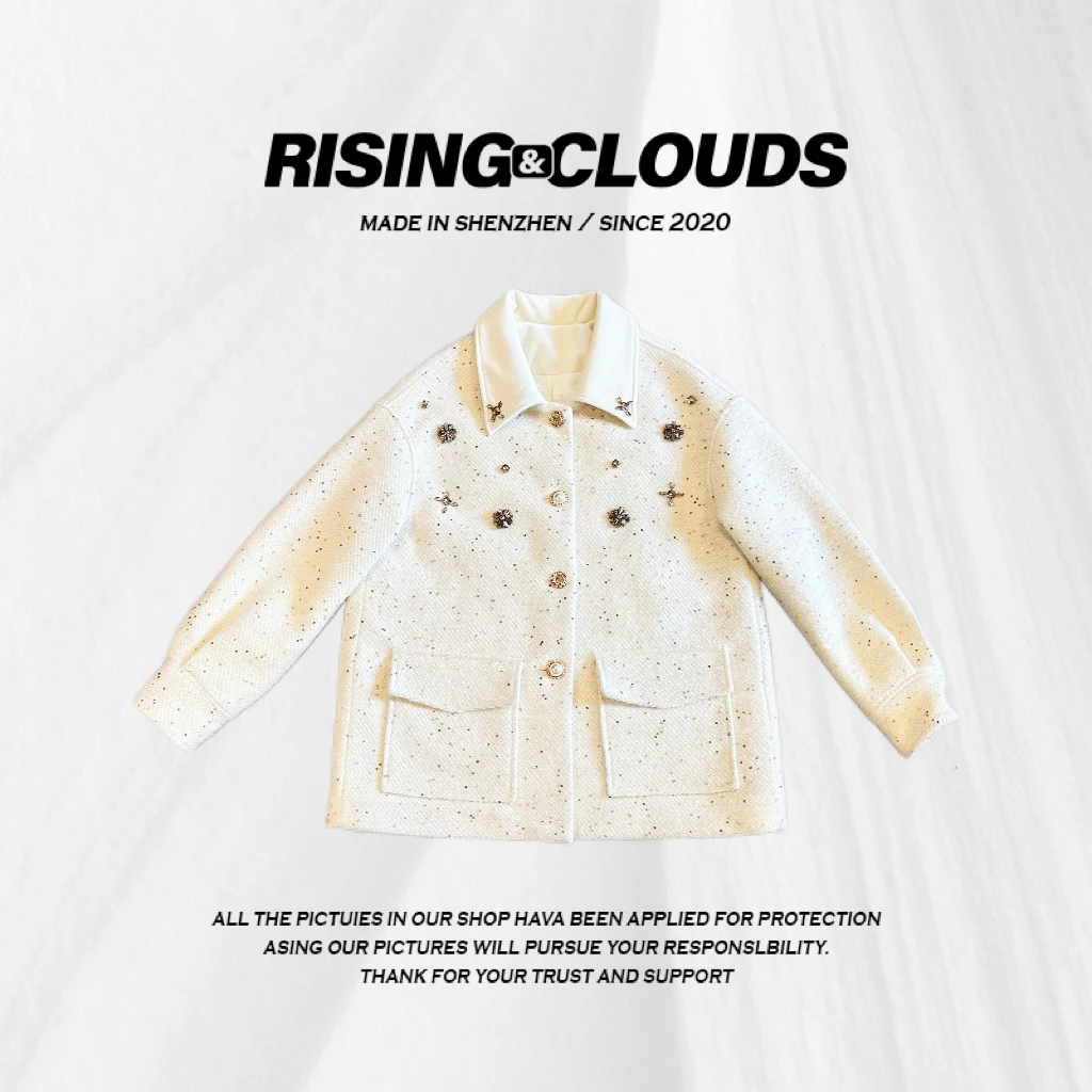 RISING&CLOUDS【苏梅岛】深圳时尚百搭秋冬保暖钉珠亮片 外套110591