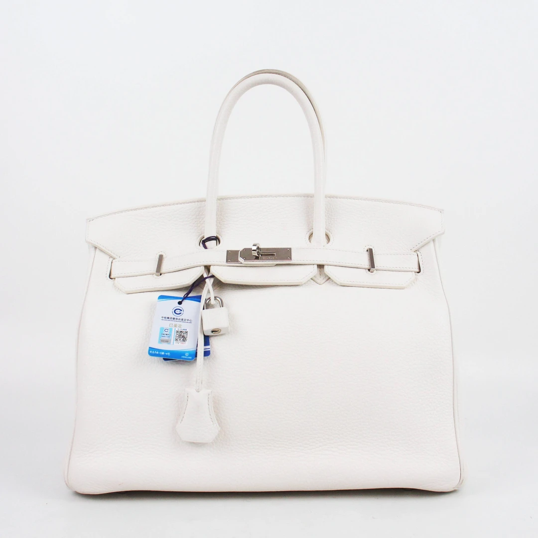 95新 Hermes/爱马仕 74373B 爱马仕白色银扣birkin35手提包