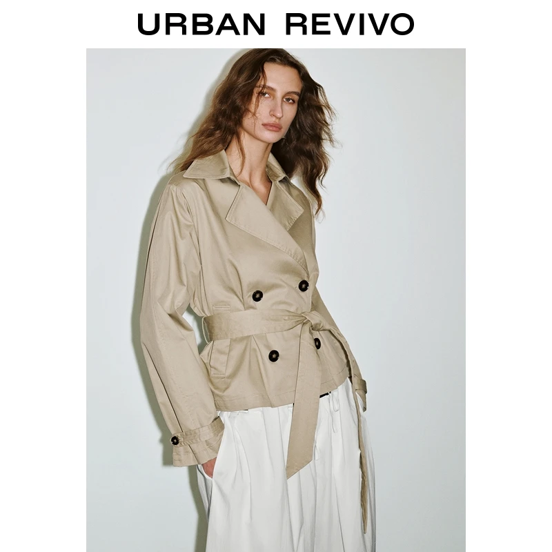 UR2025秋季新款女装气质通勤双排扣腰带风衣UWM150059+