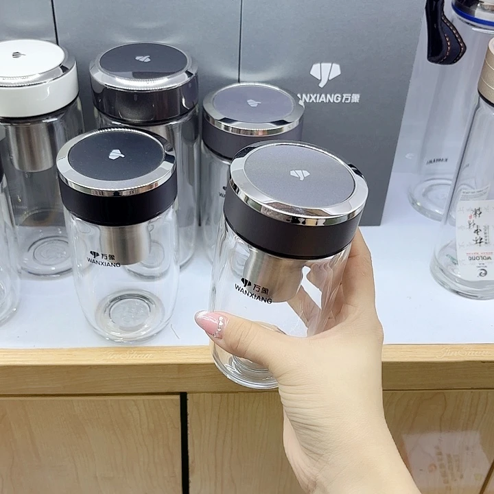 万象品牌单层玻璃杯U195A-360水泥灰