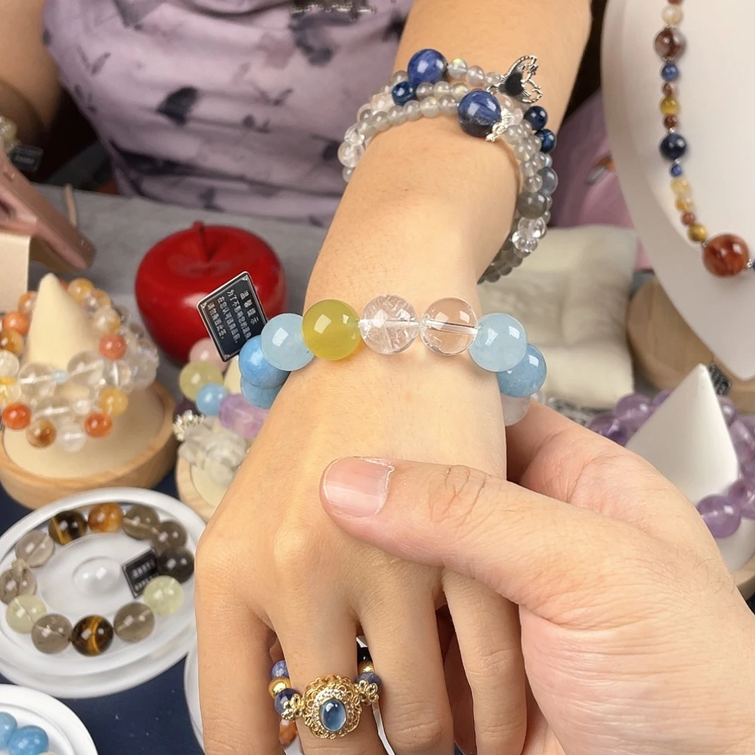银S925镶嵌手链烟晶