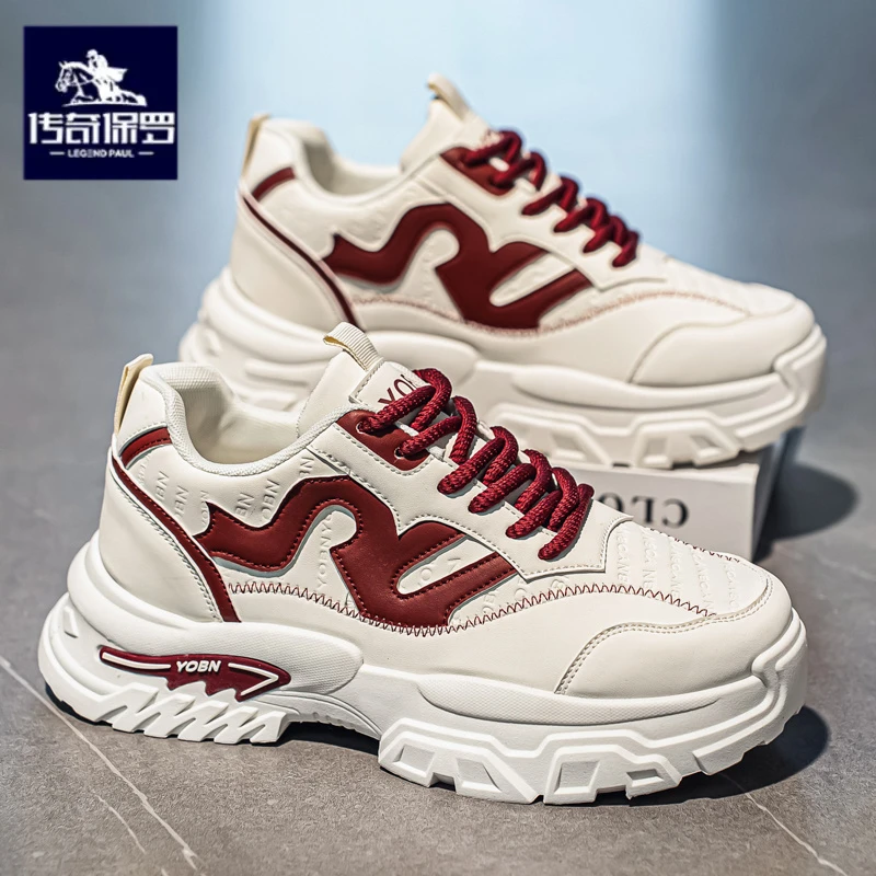 传奇保罗正版男鞋冬季潮流跑步运动鞋男生网红爆款休闲增高老爹鞋