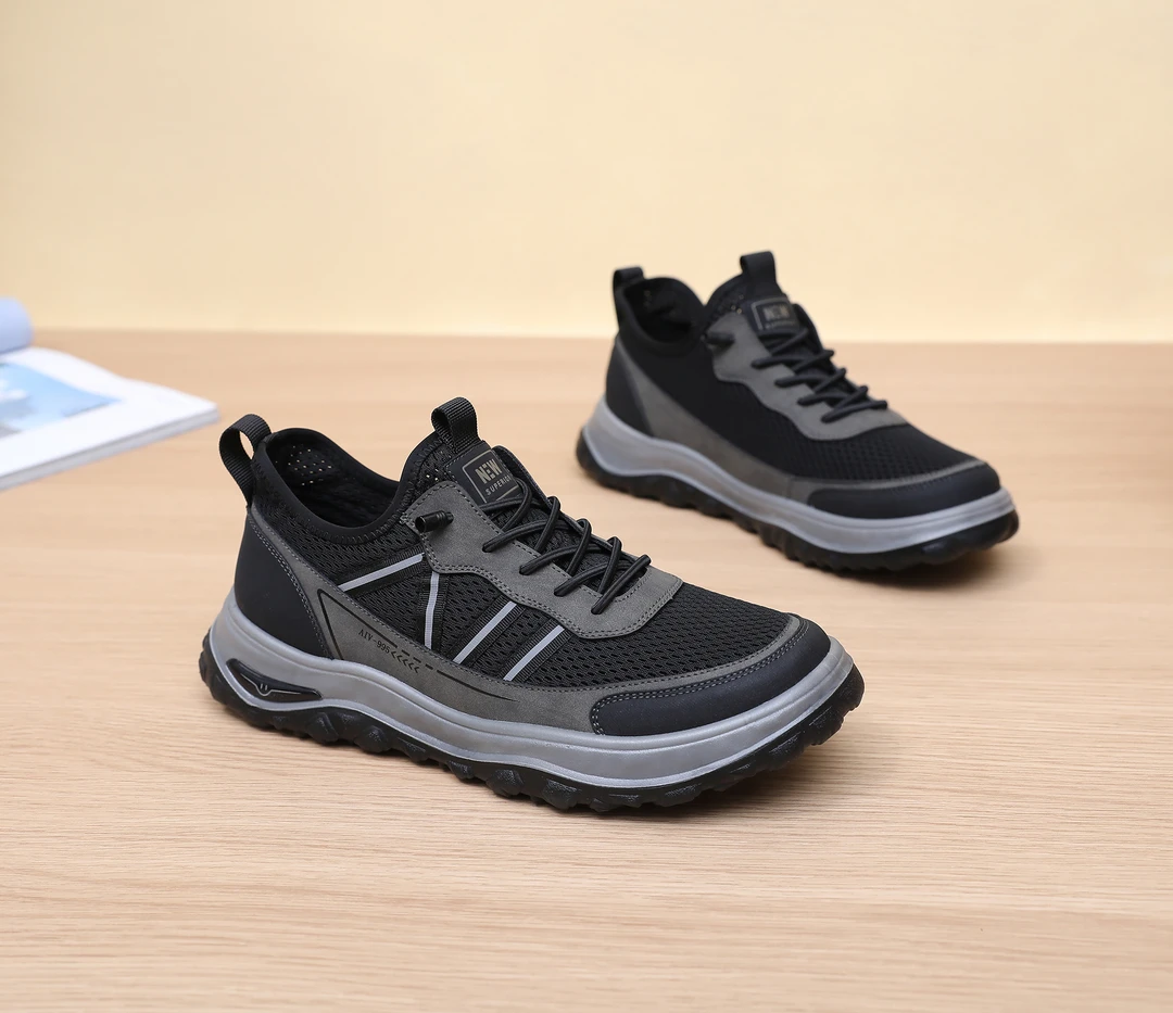 夏季中年圆头百搭民族风跑步透气网面鞋机能风户外