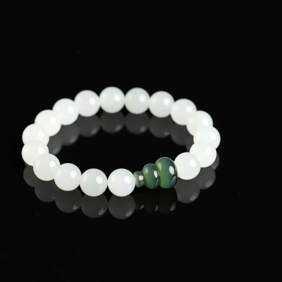 本真 | 小果冻 | 严选精品和田玉青海白玉9mm+手串