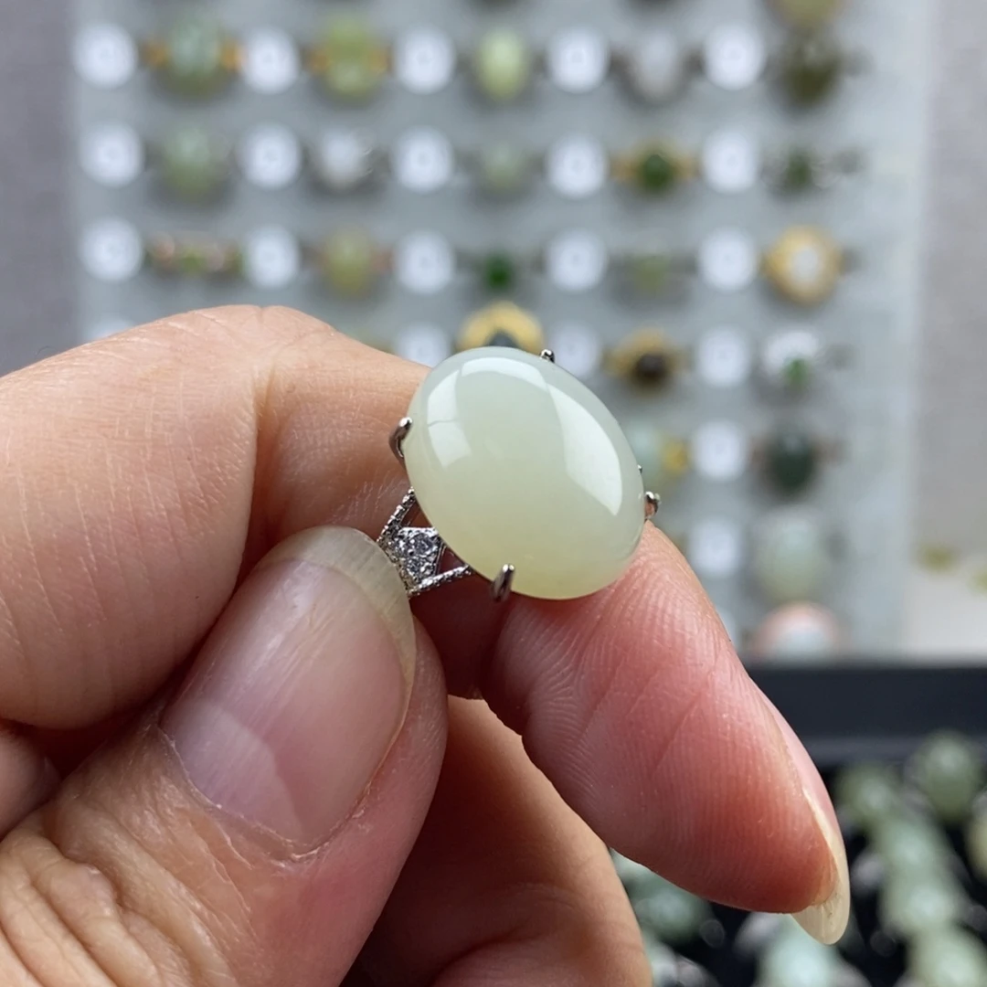 和田玉（青白玉）合金戒指