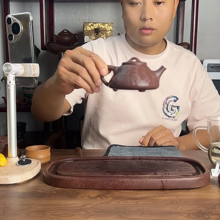 建***境茶壶紫砂宜兴原矿紫泥160毫升 刻绘喜上眉梢
