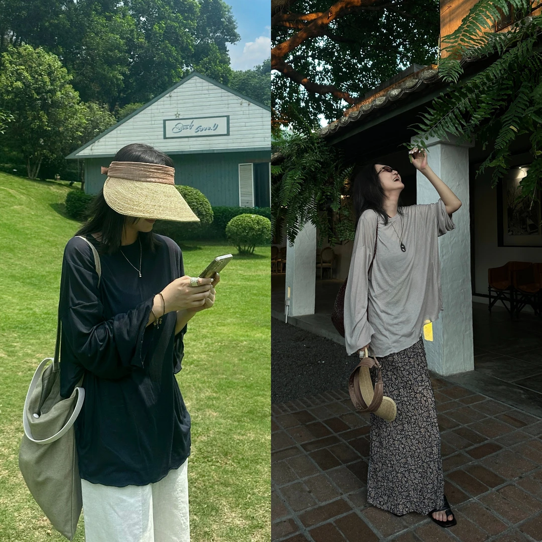 IM SO FANCY小木耳边防晒长袖宽松罩衫D373