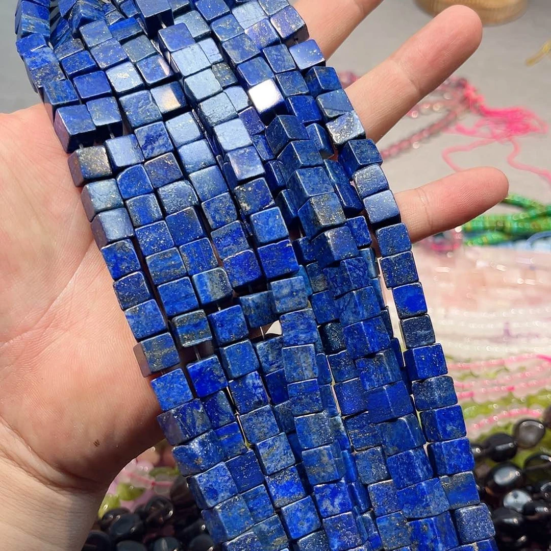 玛瑙/玉髓合金珠宝半成品青金石9x9mm一条