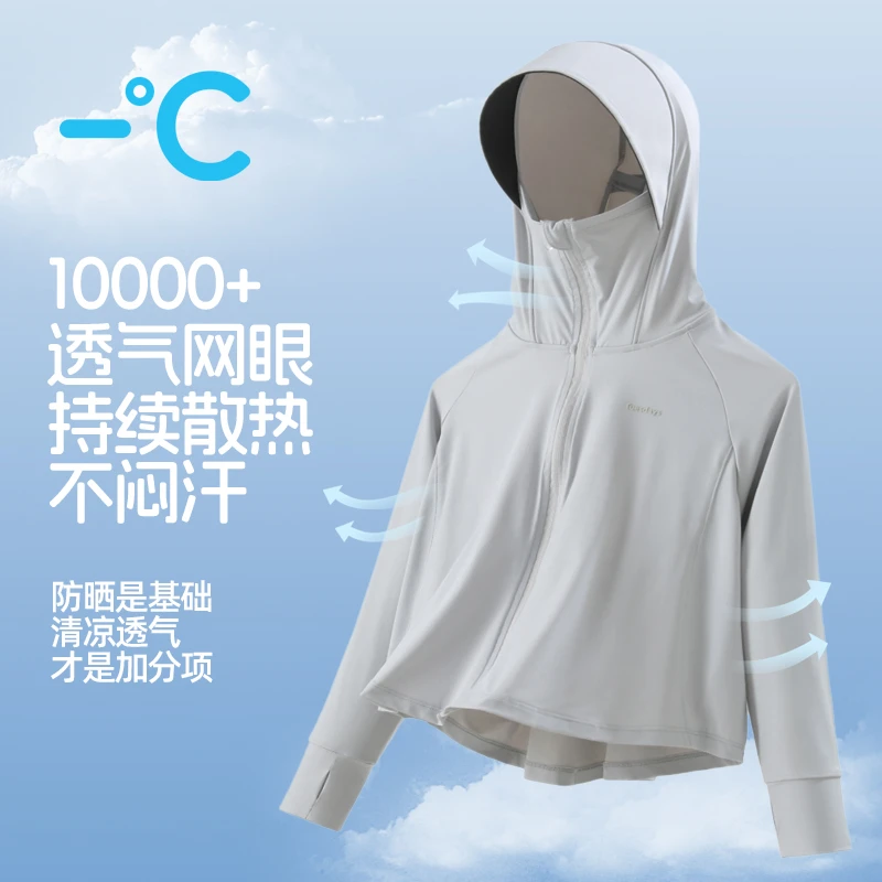 UPF100+夏季小凉皮网孔儿童透气防晒衣连帽男女童中大童防紫外线