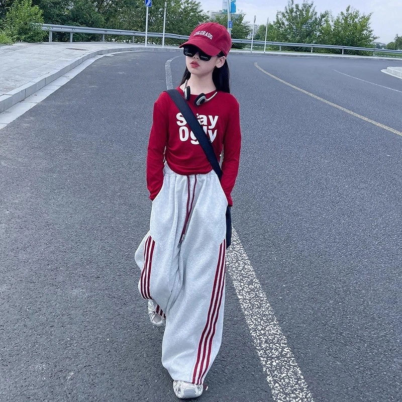 女童阔腿裤春秋2025新款儿童中大童女孩韩版宽松休闲直筒卫裤长裤