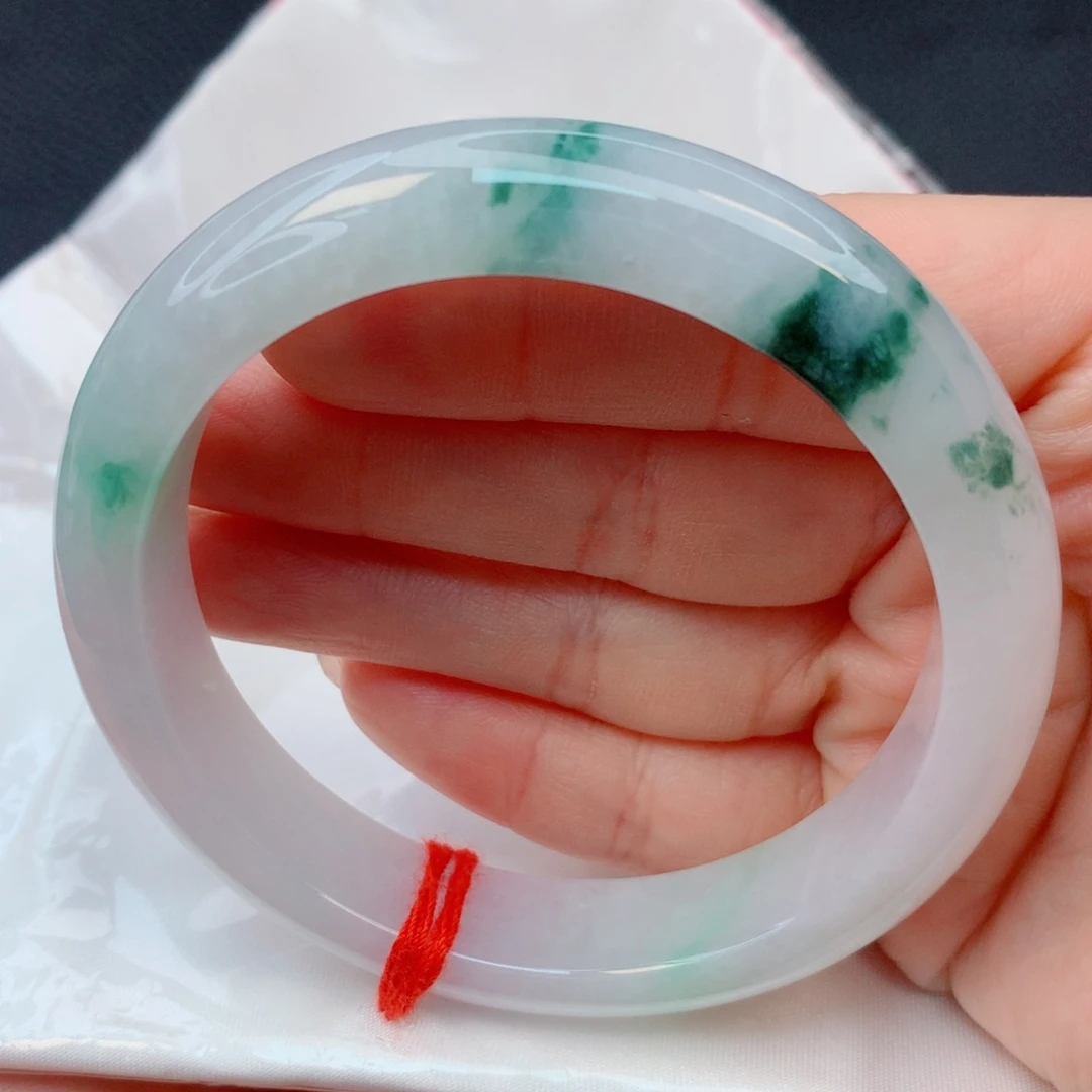 翡翠未镶嵌手镯56-57糯冰飘花