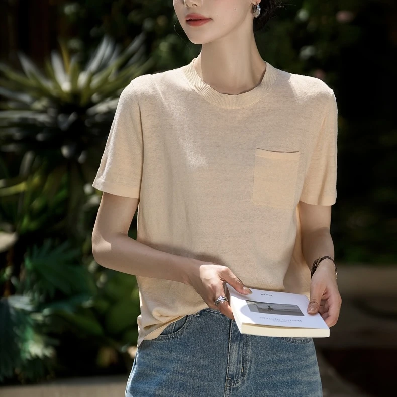 主打实穿！高支桑蚕丝口袋短袖女士夏S098