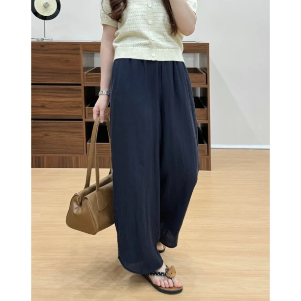 【燃燃定制】150小个子奶芙山本裤亚麻高腰休闲九分裤女薄款-8936